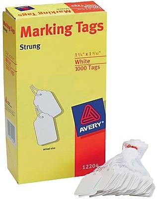 Avery Strung Marking Tags, 1 3/4" X 1 3/32", White (1000 ct)