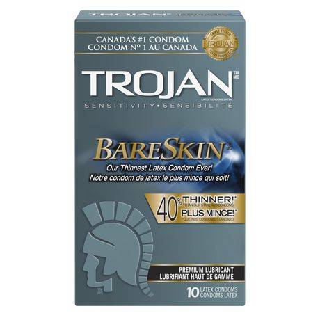 Trojan Bareskin Premium Lubricated Condoms (10 latex condoms)