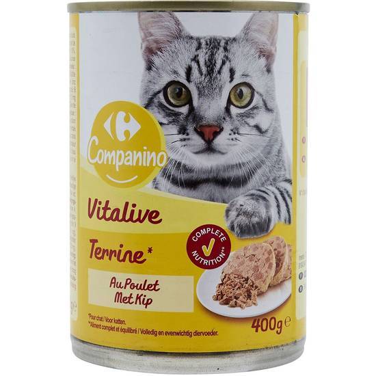 Carrefour Companino - Pâtée pour chat adulte en terrine de poulet