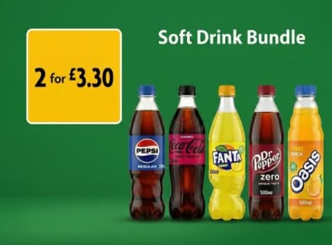 2 for £3.30 Soft Drinks