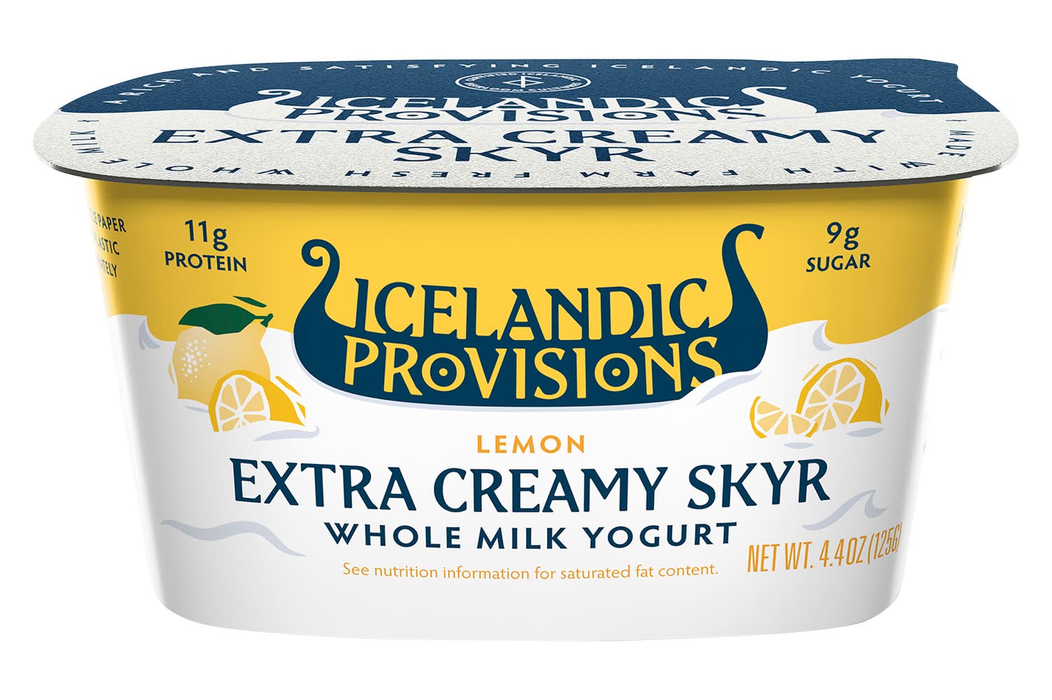 Icelandic Provisions Extra Creamy Skyr Whole Milk Yogurt, Lemon (4.4 oz)