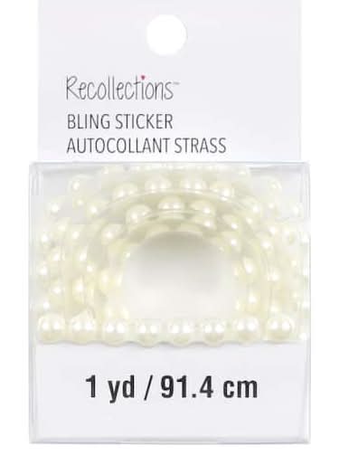 Recollections Bling on a Roll Pearls, 1 yd, White