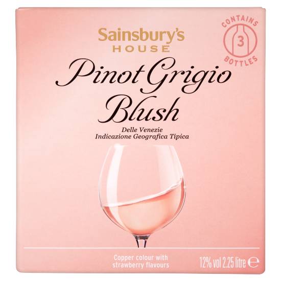 Sainsbury's House Pinot Grigio Blush Rose Wine (3 pack)