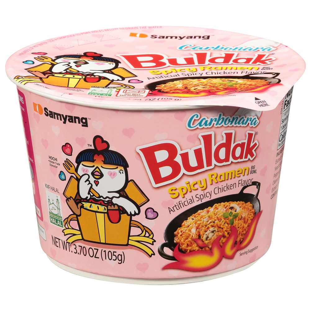 Buldak Carbonara Spicy Ramen Noodles, Spicy Chicken (3.7 oz)