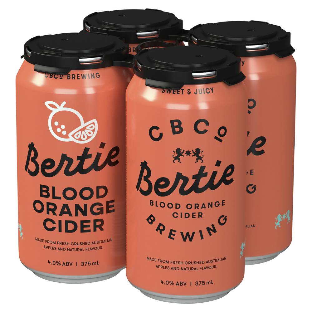 CBCo Bertie Blood Orange Cider Can 375mL X 4 pack
