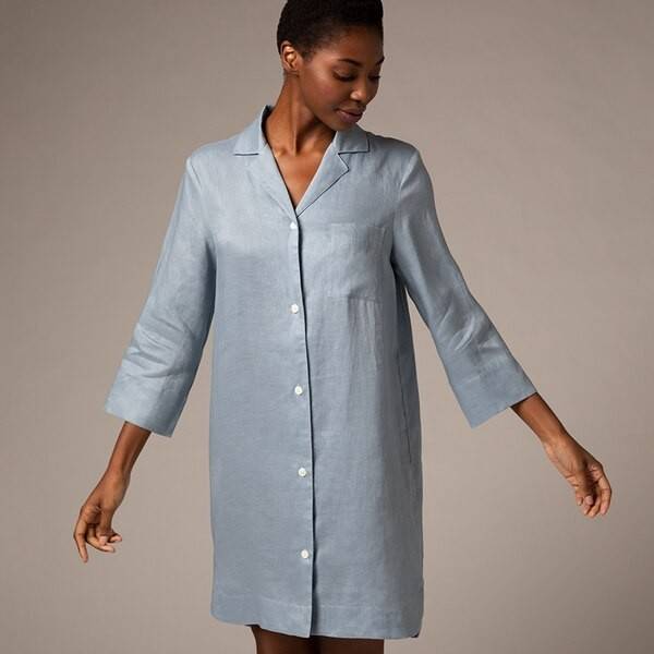 Love & Lore Linen Sleep Shirt, Dusty Blue X-Small Delivery Near Me
