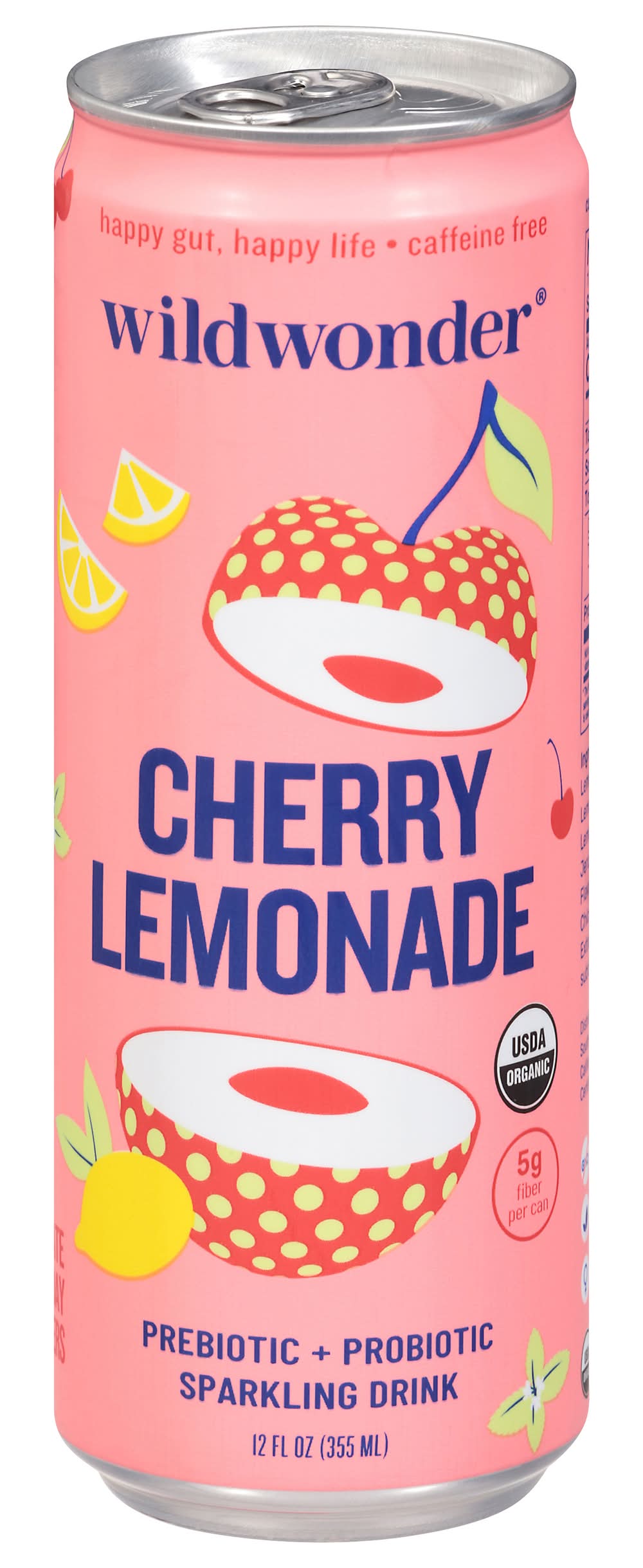 wildwonder Prebiotic + Probiotic Sparkling Drink, Cherry-Lemonade (12 fl oz)