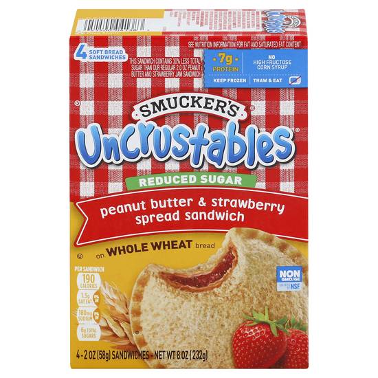 Smucker's Uncrustables Peanut Butter & Strawberry Sandwich (4 ct)