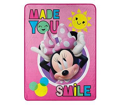 Raschel "Made You Smile" Pink Minnie Micro Throw, 46" x 60"