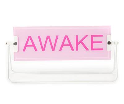 "Tired/Awake" Blue & Pink Acrylic Tabletop Plaque