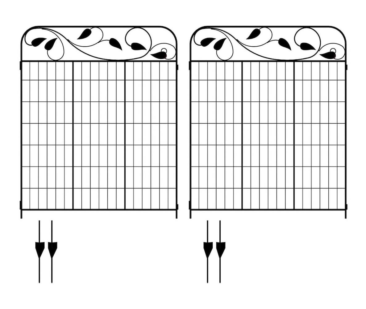 YARDLINK 4-ft H x 3-ft W Black Steel No Dig Decorative Fence panel 2 -Pack