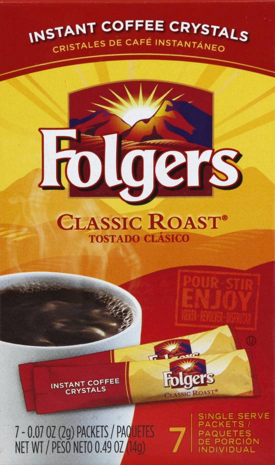 Folgers Classic Roast Instant Crystals Coffee (7 ct, 0.07 oz)