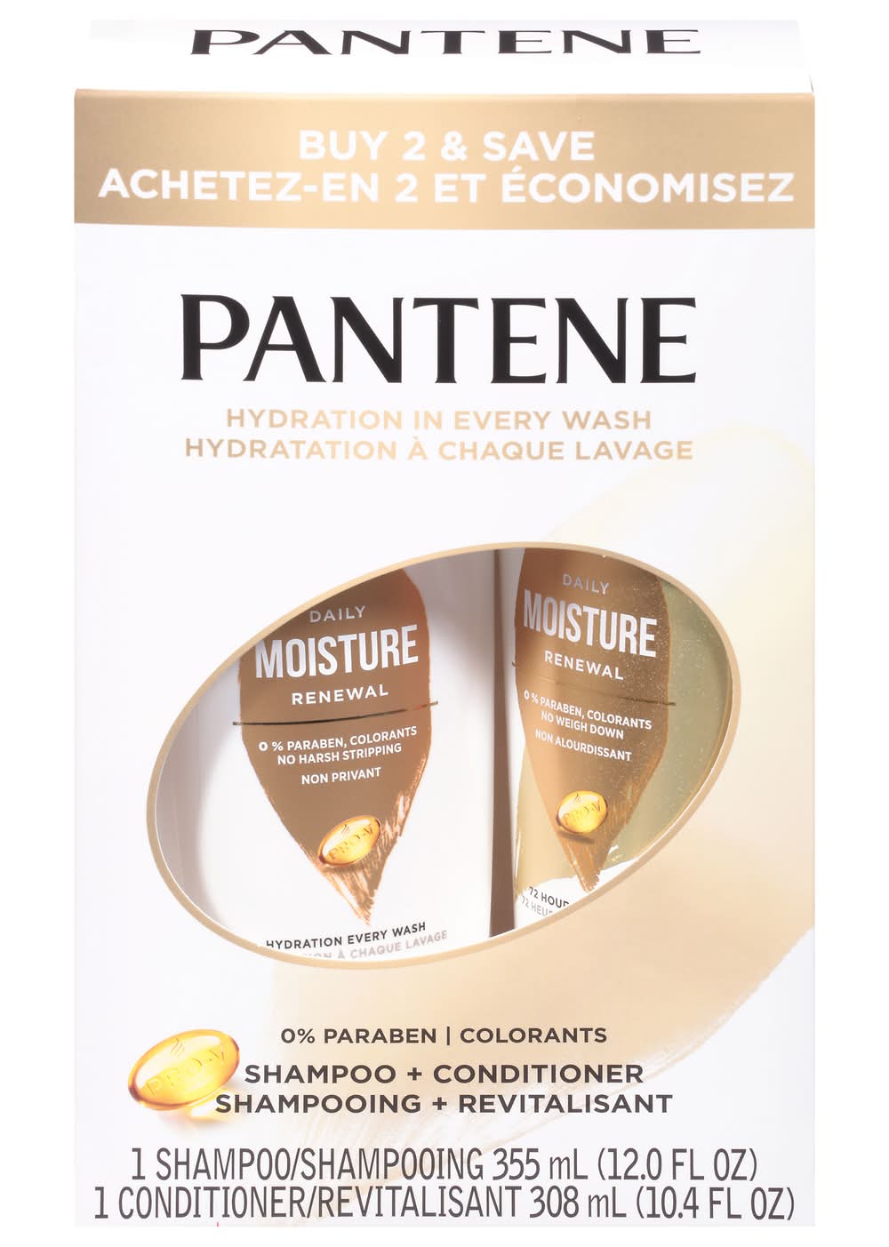 Pantene Daily Moisture Renewal Shampoo and Conditioner Set (2 ct)