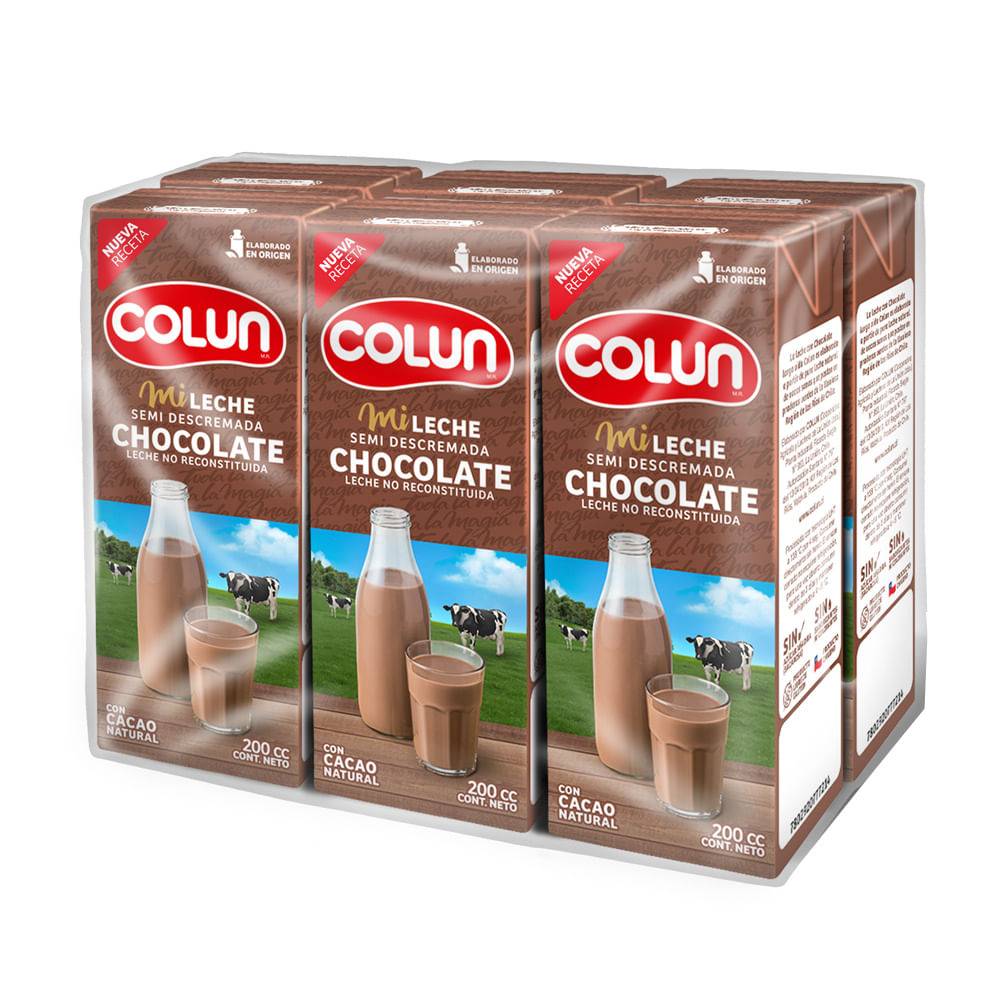 Colun pack leche semidescremada chocolate (6 pack, 200 ml)