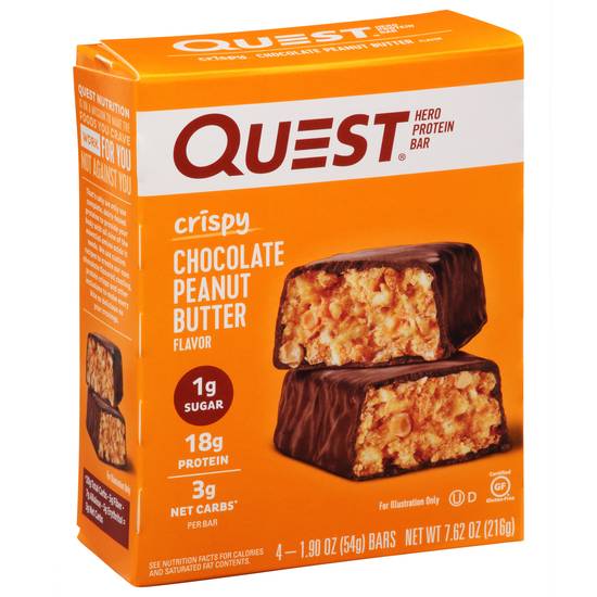 Quest Crispy Chocolate Peanut Butter Protein Bar (4 x 1.9 oz)