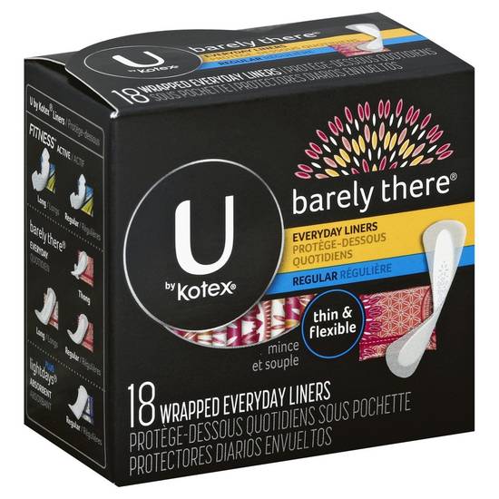 U By Kotex Barely There Regular Absorbency Everyday Liners (18 liners)