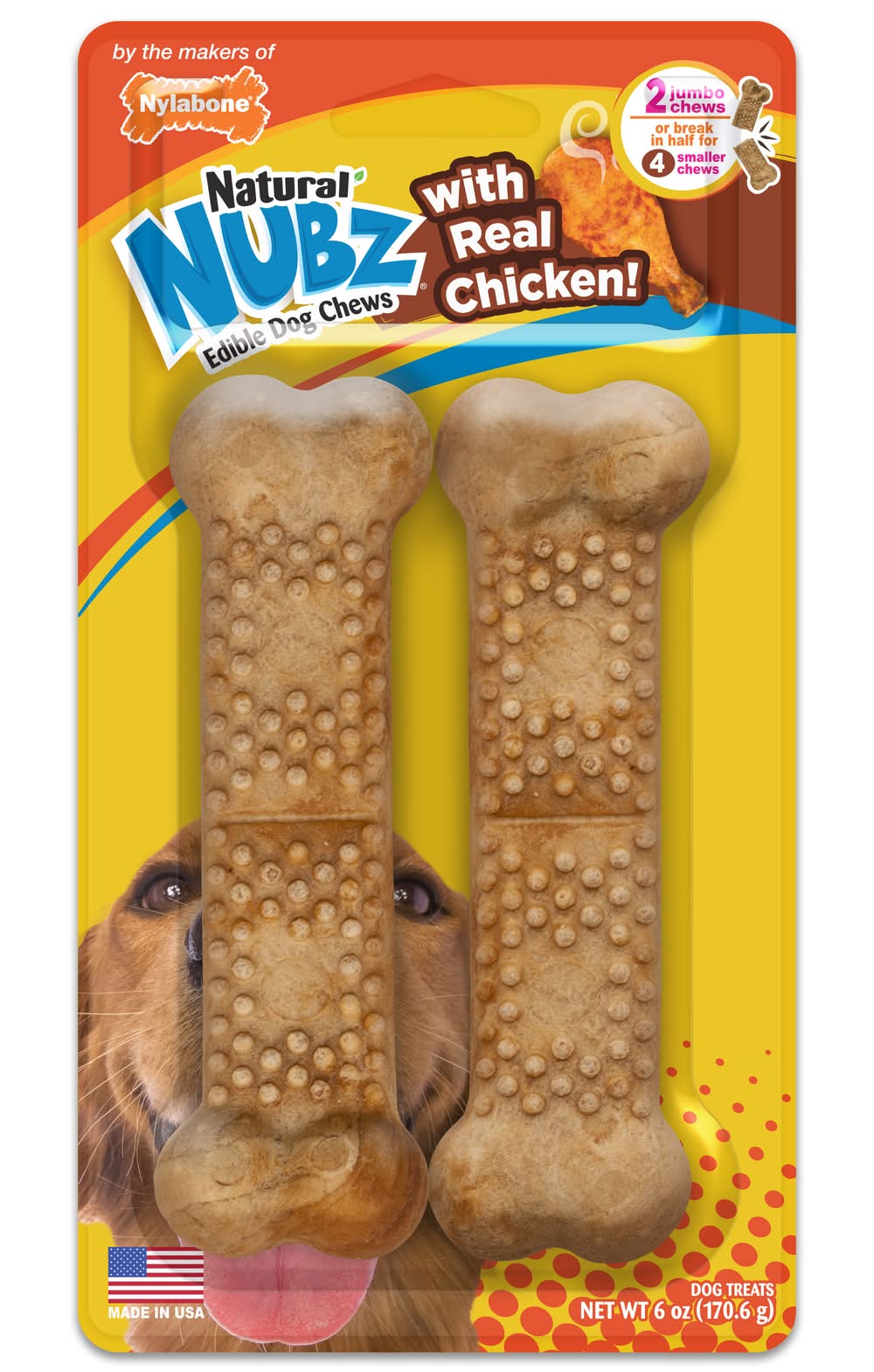 Nylabone Natural Nubz With Chicken Dog Chews (3.6 oz)