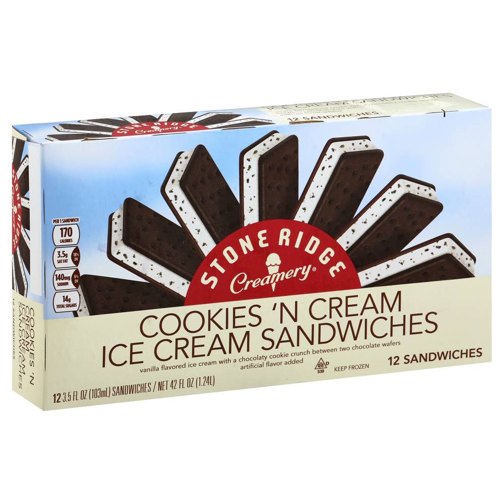 Stone Ridge Creamery Cookies 'N Cream Ice Cream Sandwiches (12 ct)