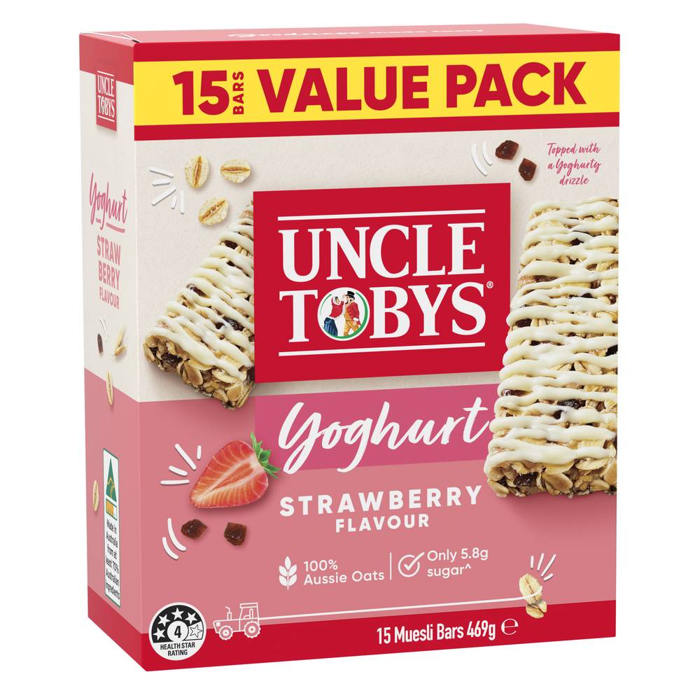 Uncle Tobys Yoghurt Strawberry Bars (15 pack)