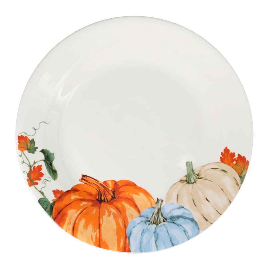 Royal Norfolk Stoneware Pumpkin Dinner Plates, 10.5 in