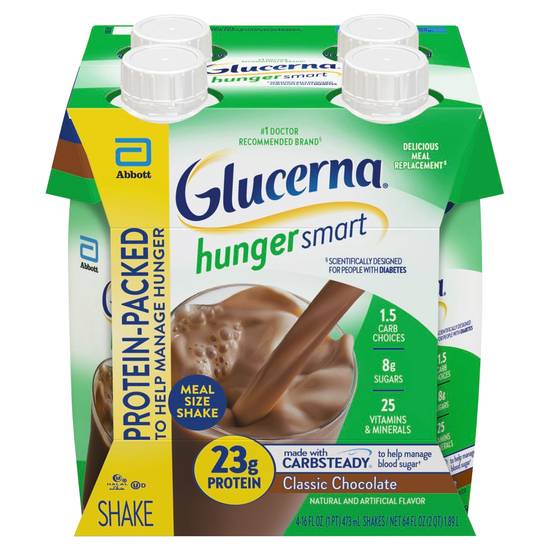 Glucerna Hunger Smart Classic Chocolate Diabetes Nutritional Shake (4 ct , 16 fl oz)