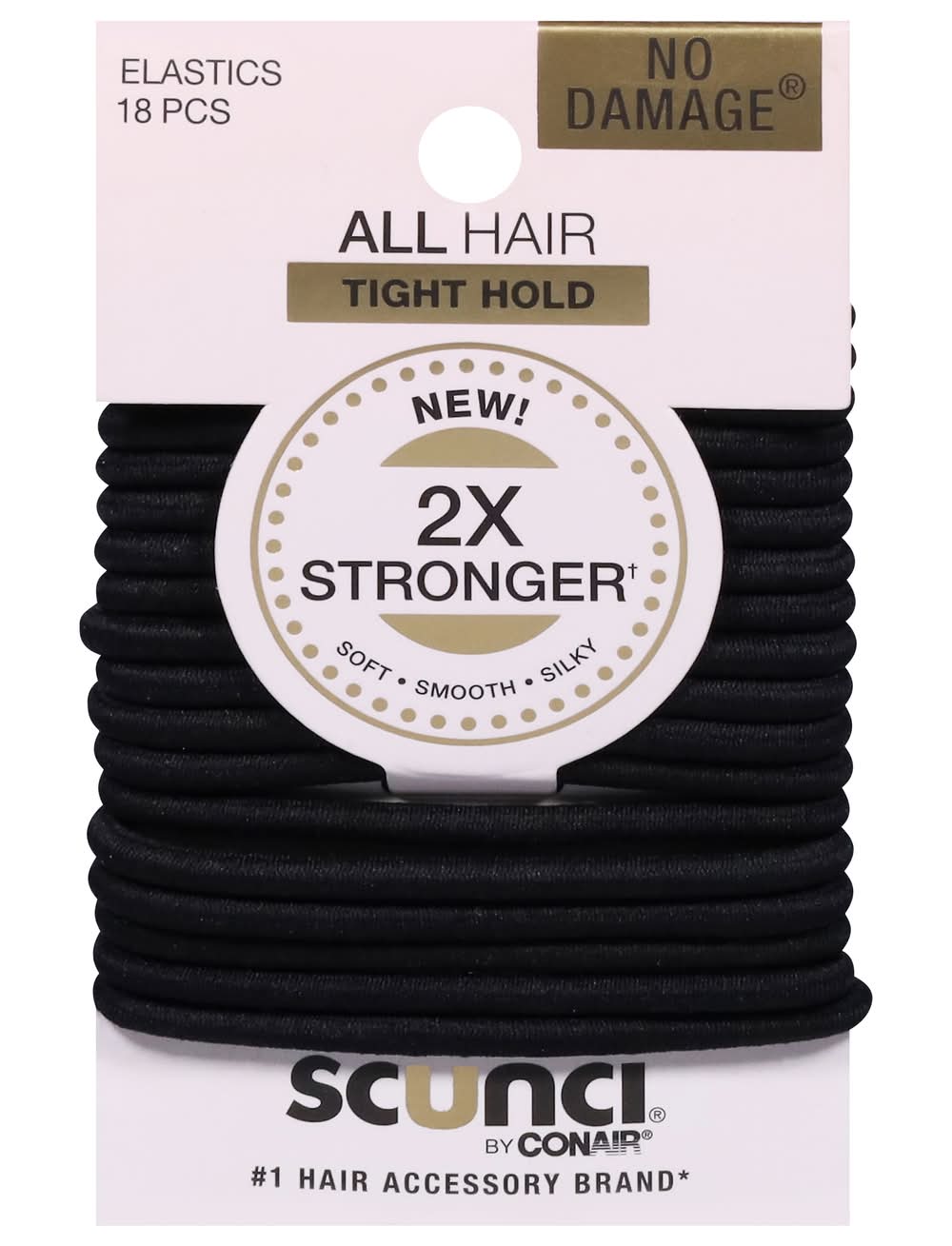 Scunci 2X Stronger All Hair Elastics, Black (18 ct)