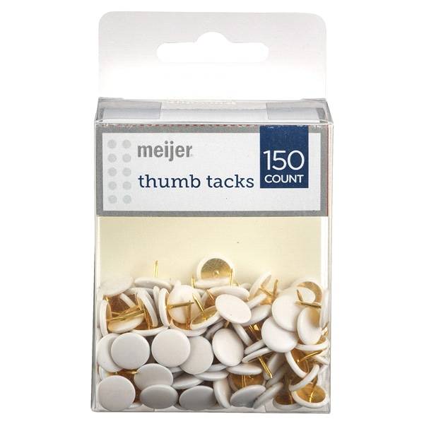 Meijer Vinyl Thumb Tacks White 150 Ct