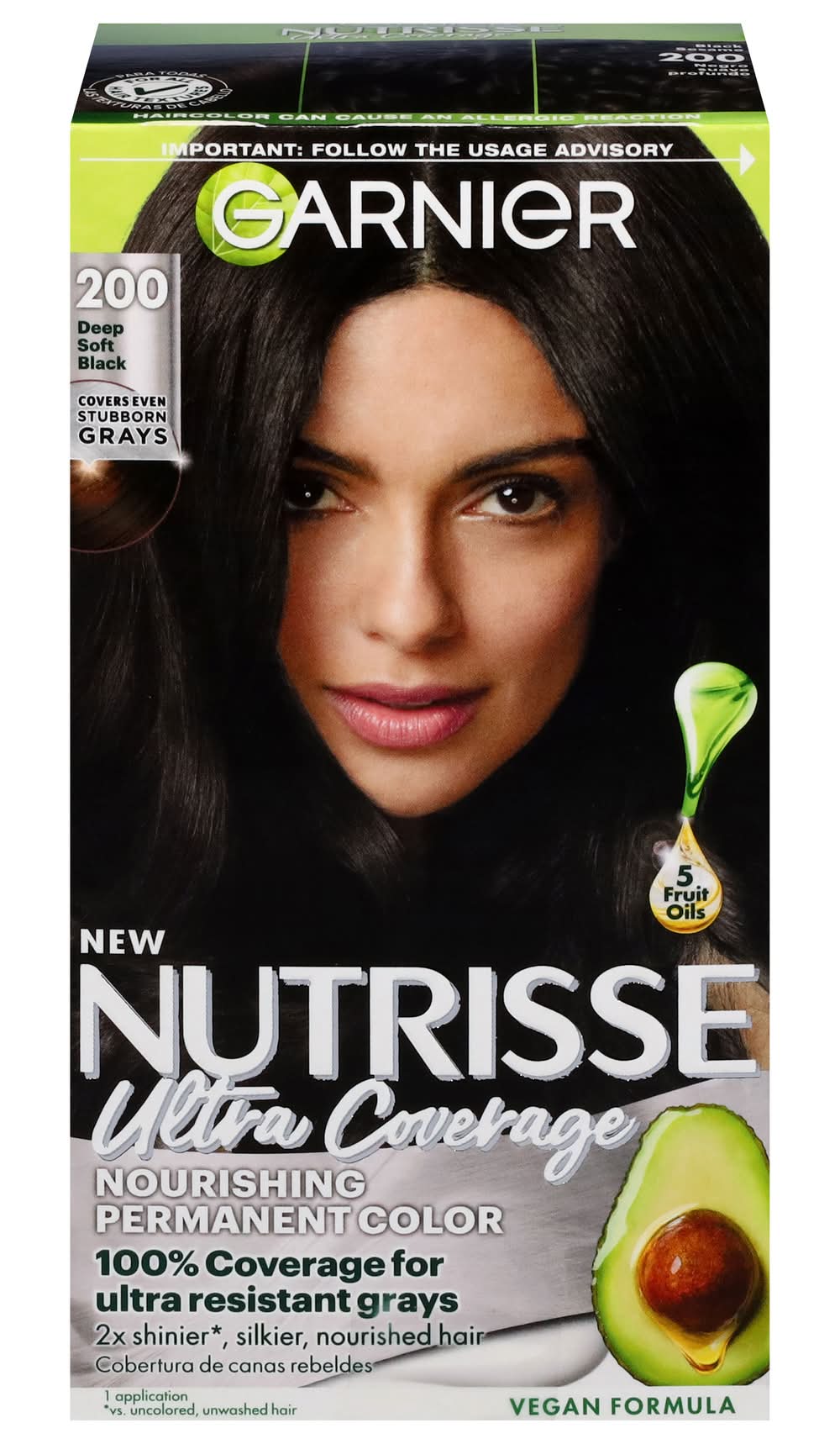 Garnier Nutrisse Black Sesame 200 Permanent Haircolor, Deep Soft Black (Black Sesame) 200 (7.71 oz)