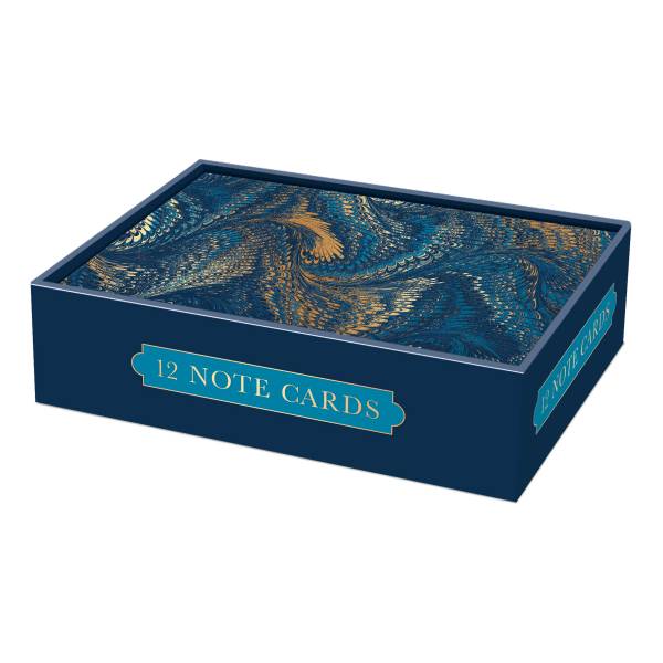 Punch Studio Decorative Note Cards With Envelopes Navy Marble