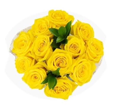 Good Little Garden Bouquet Fresh Cut Vibrant Yellow Roses (12 ct)