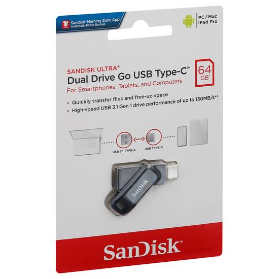 Sandisk Ultra 64 Gb Dual Drive Go Usb Type-C Flash Drive