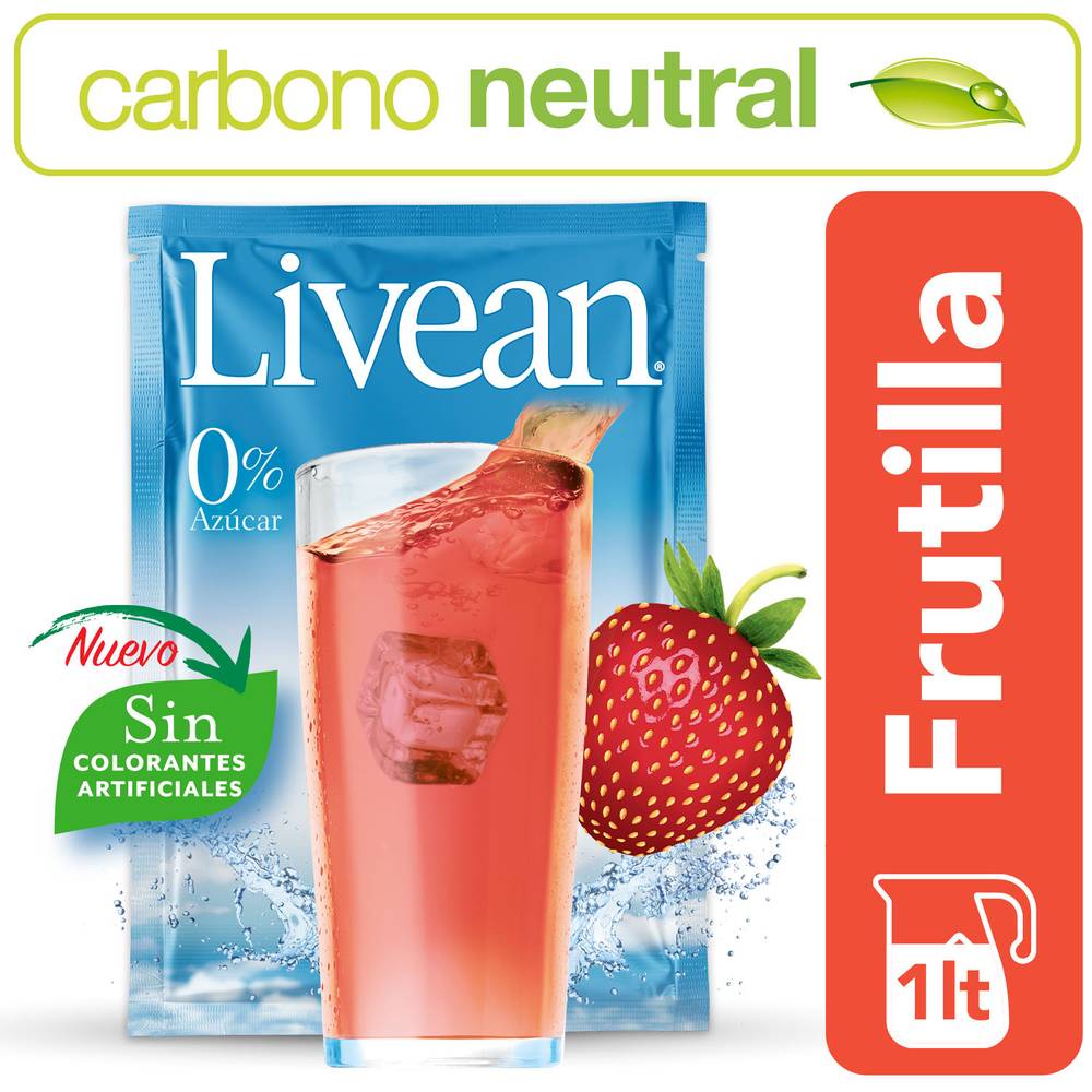 Livean jugo en polvo sabor frutilla (sobre 7 g)