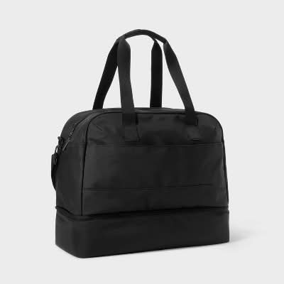 Open Story Weekender Bag With Drop Bottom, Black