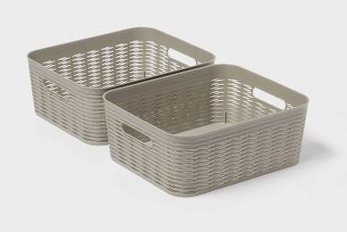 Brightroom Wave Decorative Basket, M, Gray (2 ct)