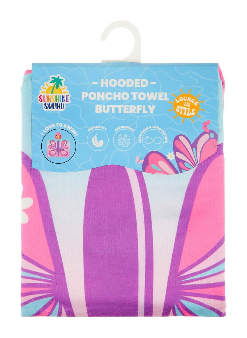 Sunshine Squad Kids Hooded Poncho Towel 28 In X 48 In Assorted