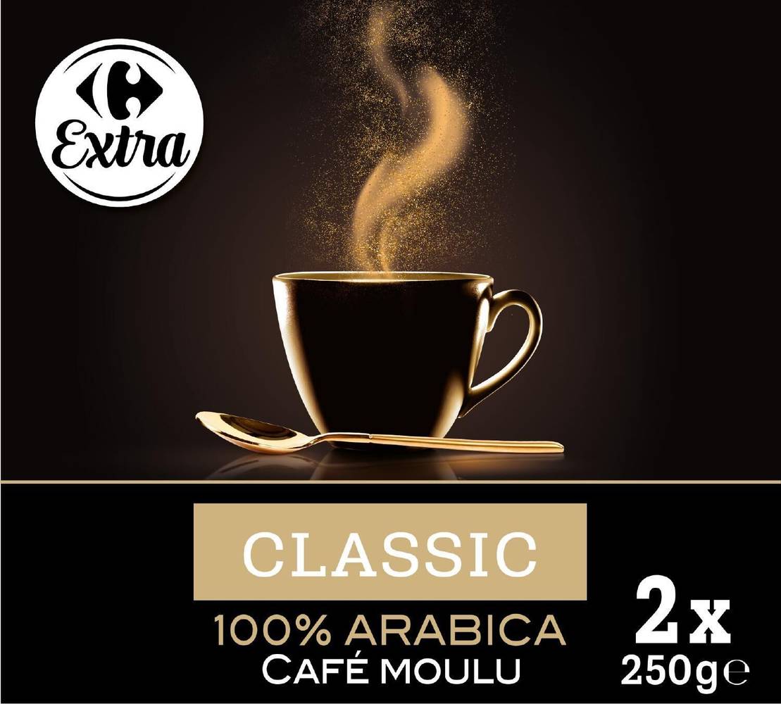Carrefour Extra - Café moulu classique (2 pièces, 250 ml)