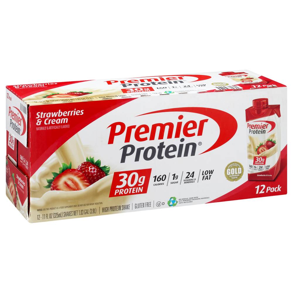 Premier Protein Strawberries & Cream High Protein Shake (11 fl oz, 12 ct)