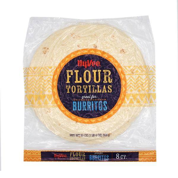 Hy-Vee Flour Tortillas Great For Burritos (20 oz, 8 ct)