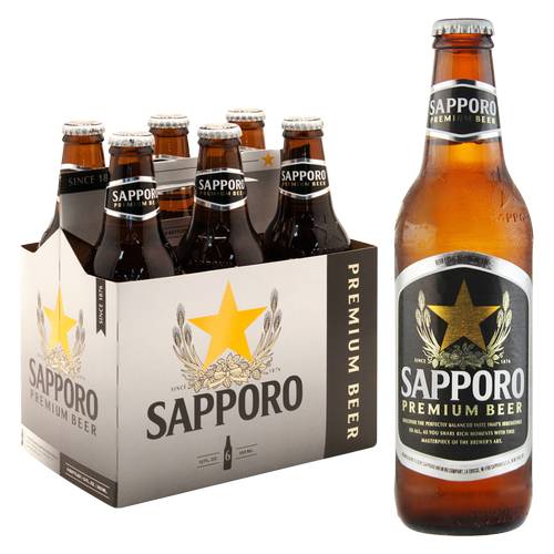 Sapporo Premium Beer 6pk 12oz BTL 4.9% ABV