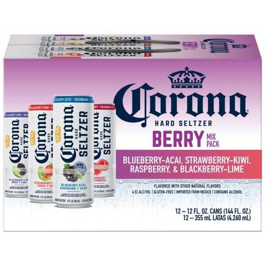 Corona Hard Seltzer Gluten Free Spiked Sparkling Water Mix Variety pack (12 ct, 12 fl oz) (berry)
