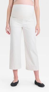 Over Belly High-Rise Wide Leg Maternity Pull-On Pants - Isabel Maternity by Ingrid & Isabel™ Cream L: Relaxed Fit, Ultimate Stretch
