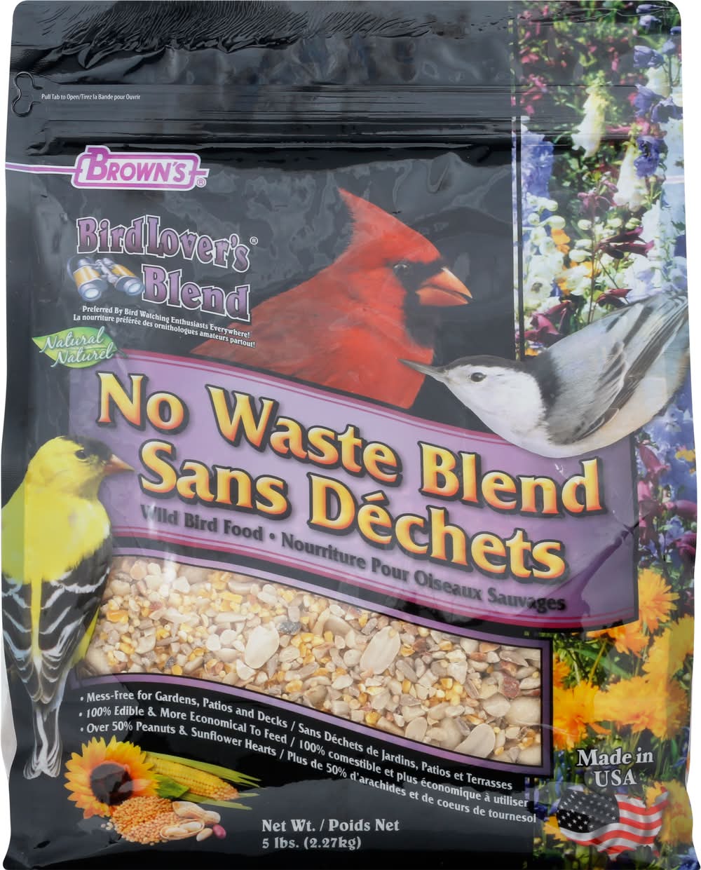 Brown's Bird Lover's Blend No Waste Blend Bird Food (5 lbs)