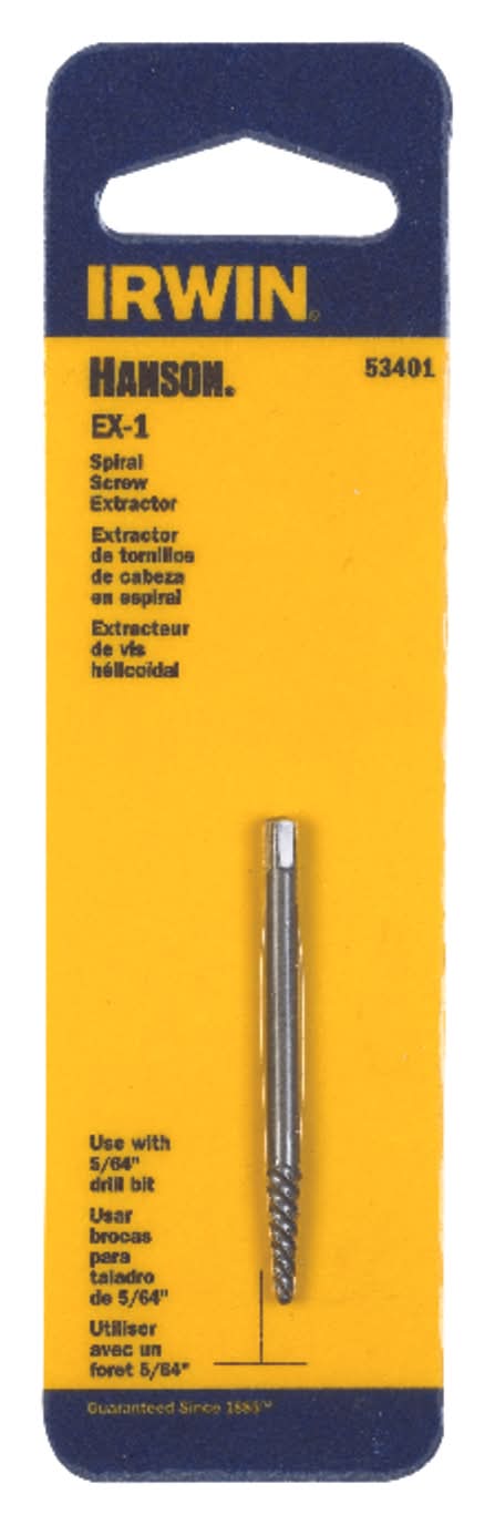 IRWIN Hanson Ex-1 Carbon Steel Spiral Screw Extractor 5.4 In. 1 Pc