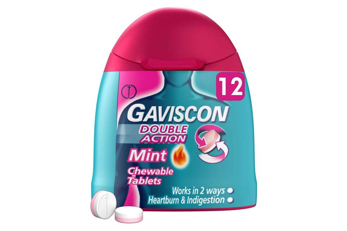 Gaviscon Double Action Heartburn & Indigestion Mint Flavour Chewable Tablets x12