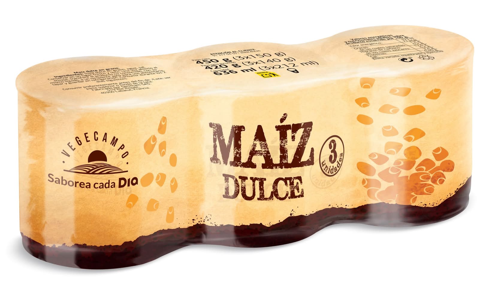 Maíz Dulce Vegecampo De Dia Lata 3 X 140 G