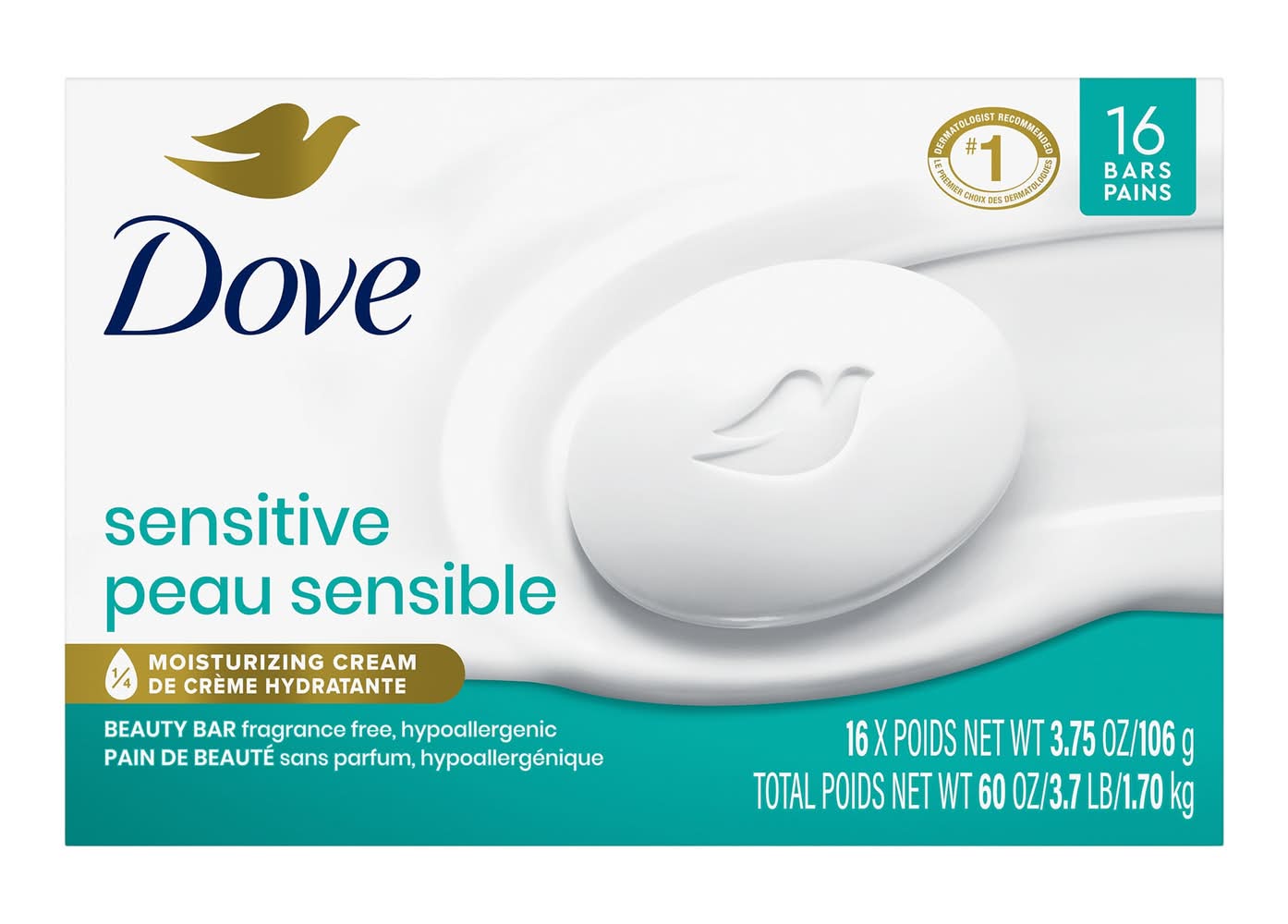 Pain De Savon Dove Pour Peau Sensible, Paquet De 16 / Dove Sensitive Skin Soap Bar, 16-Pack