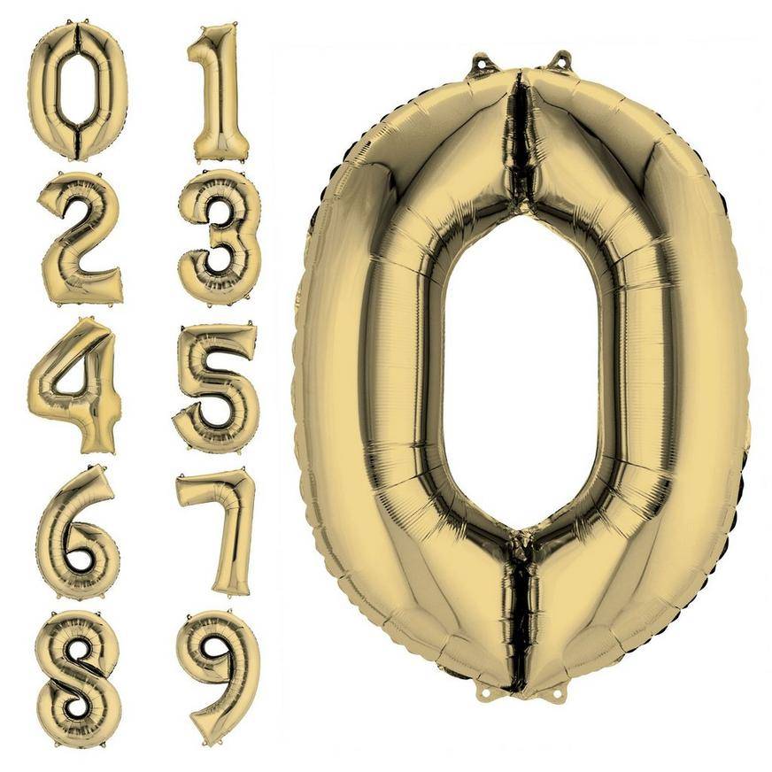 Party City Uninflated 0 Number Balloon (34"/gold)