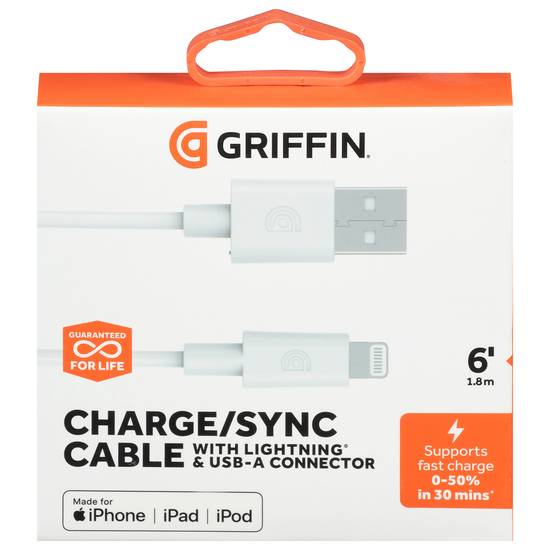 Griffin 6 Feet Charge/Sync Cable With Lightning & Usb-A Connector