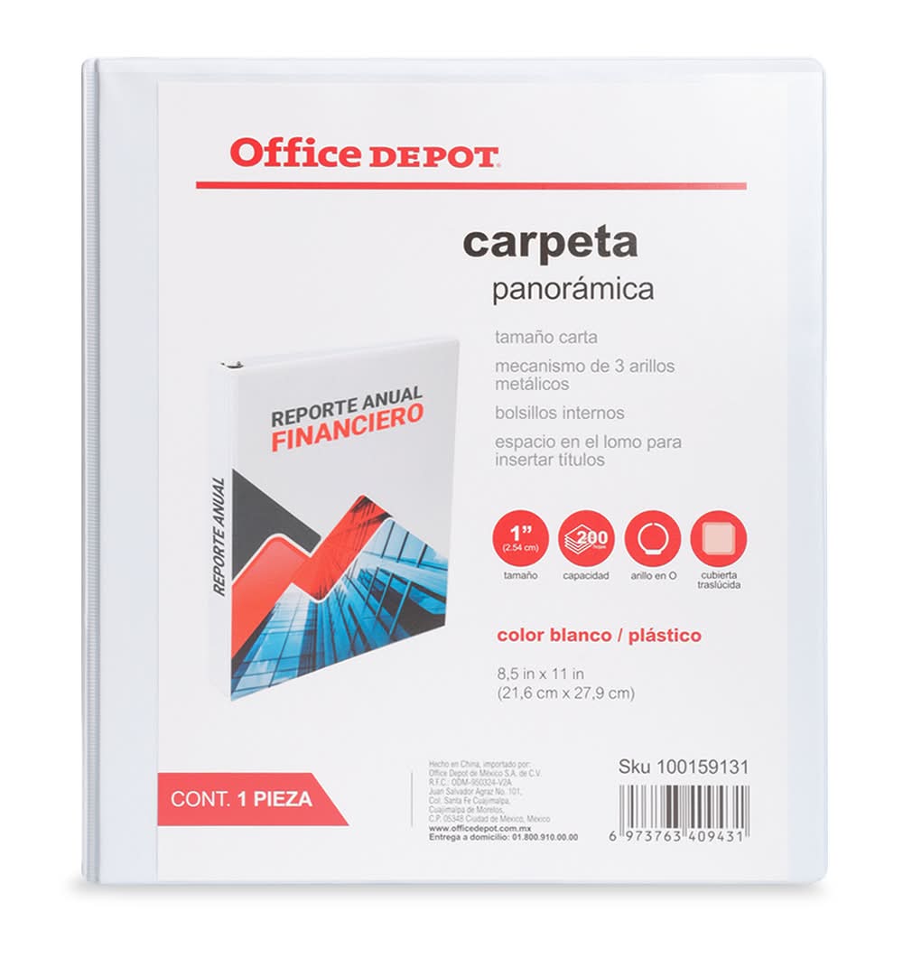 Office Depot · Carpeta carta con arillo en o, 1 in, blanco