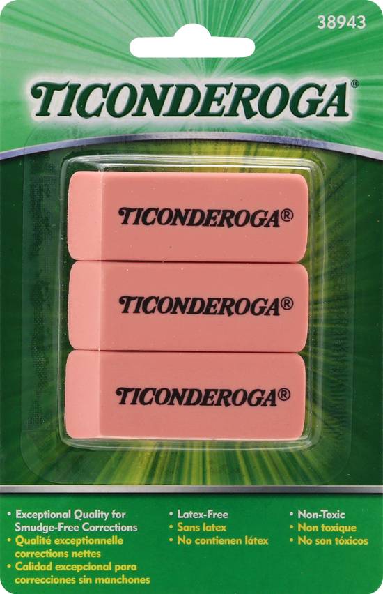 Ticonderoga Smudge-Free Erasers (3 ct)